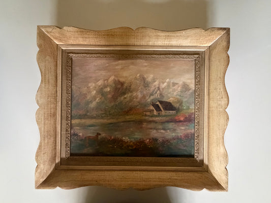 SH Rubin (20th Century) Vintage Oil on Board “Mountain Landscape”