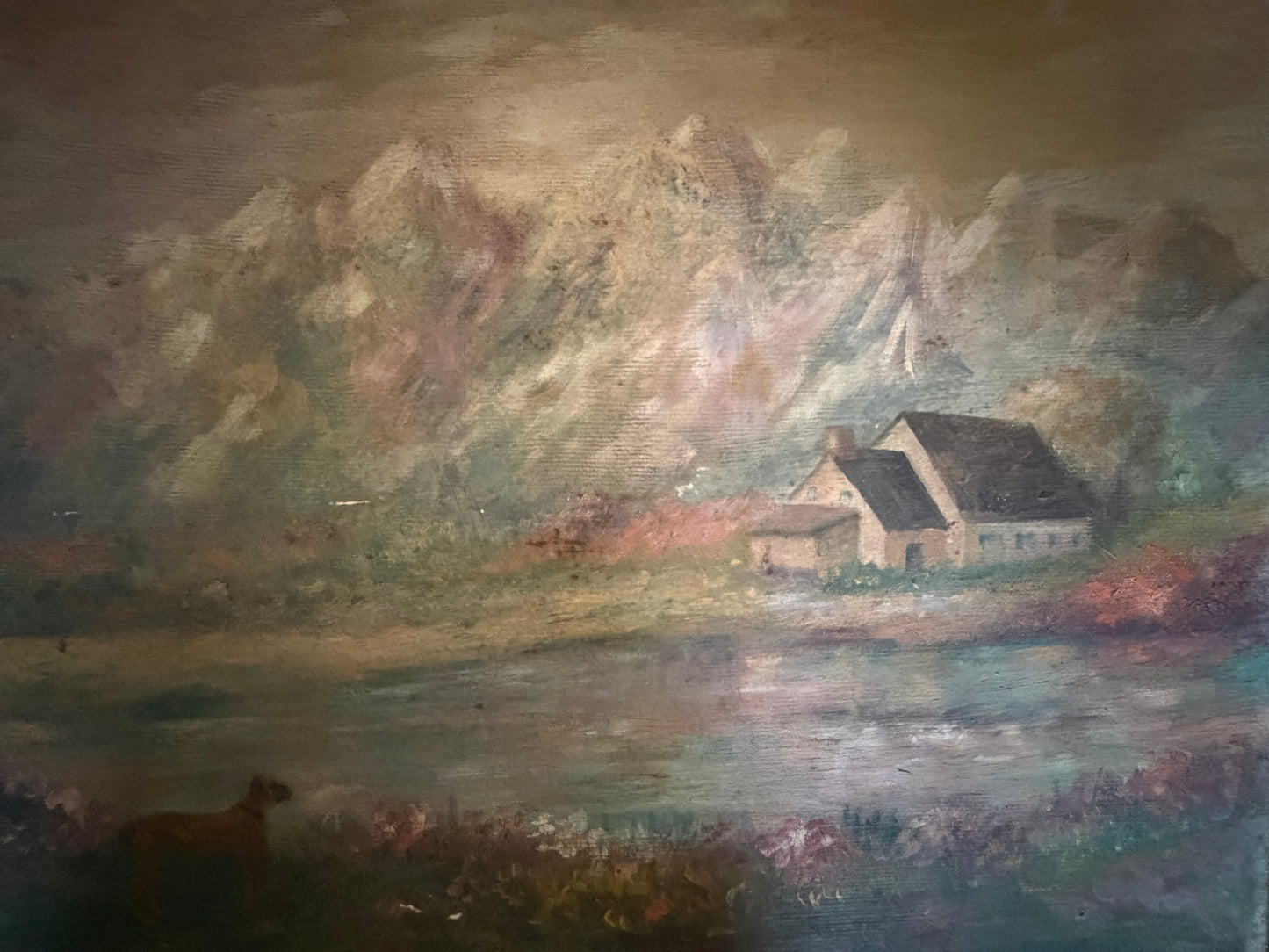 SH Rubin (20th Century) Vintage Oil on Board “Mountain Landscape”