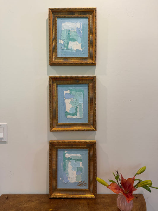 Trio of Abstracts in Blue by Andree Hunter