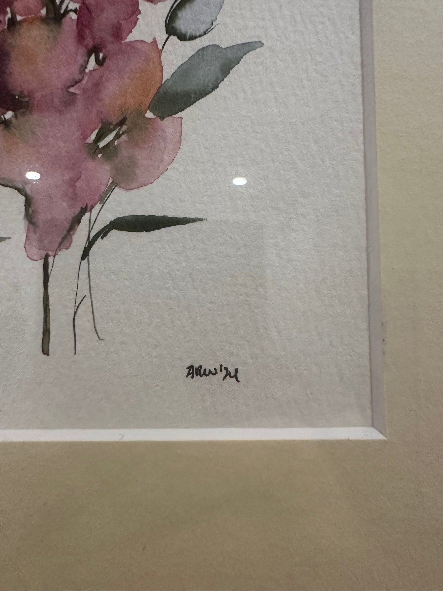Set of Two Original Water Color Botanical Illustrations of Snapdragons and Lilacs by Anna Rose