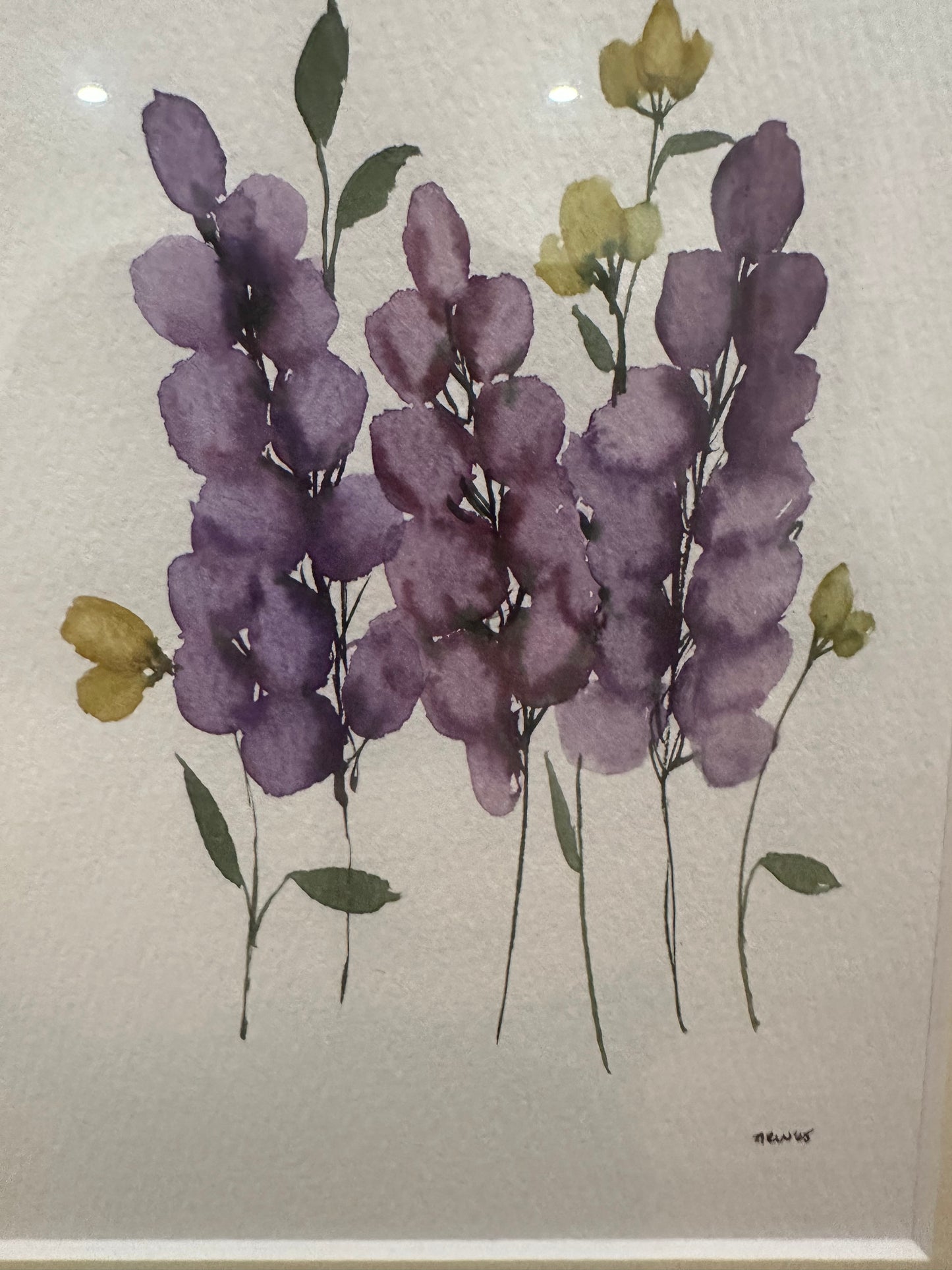 Set of Two Original Water Color Botanical Illustrations of Snapdragons and Lilacs by Anna Rose