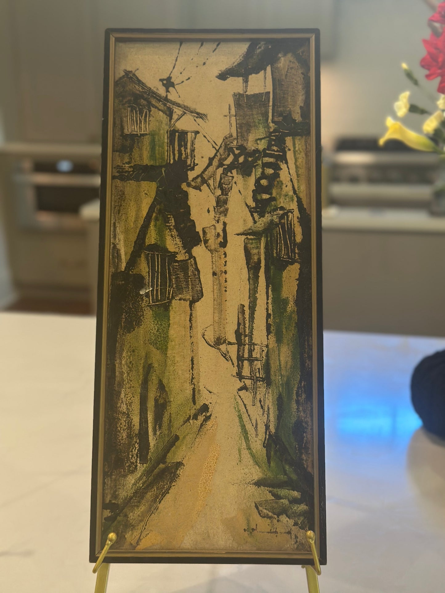 Vintage Oil Street Scene Painting in Vietnam