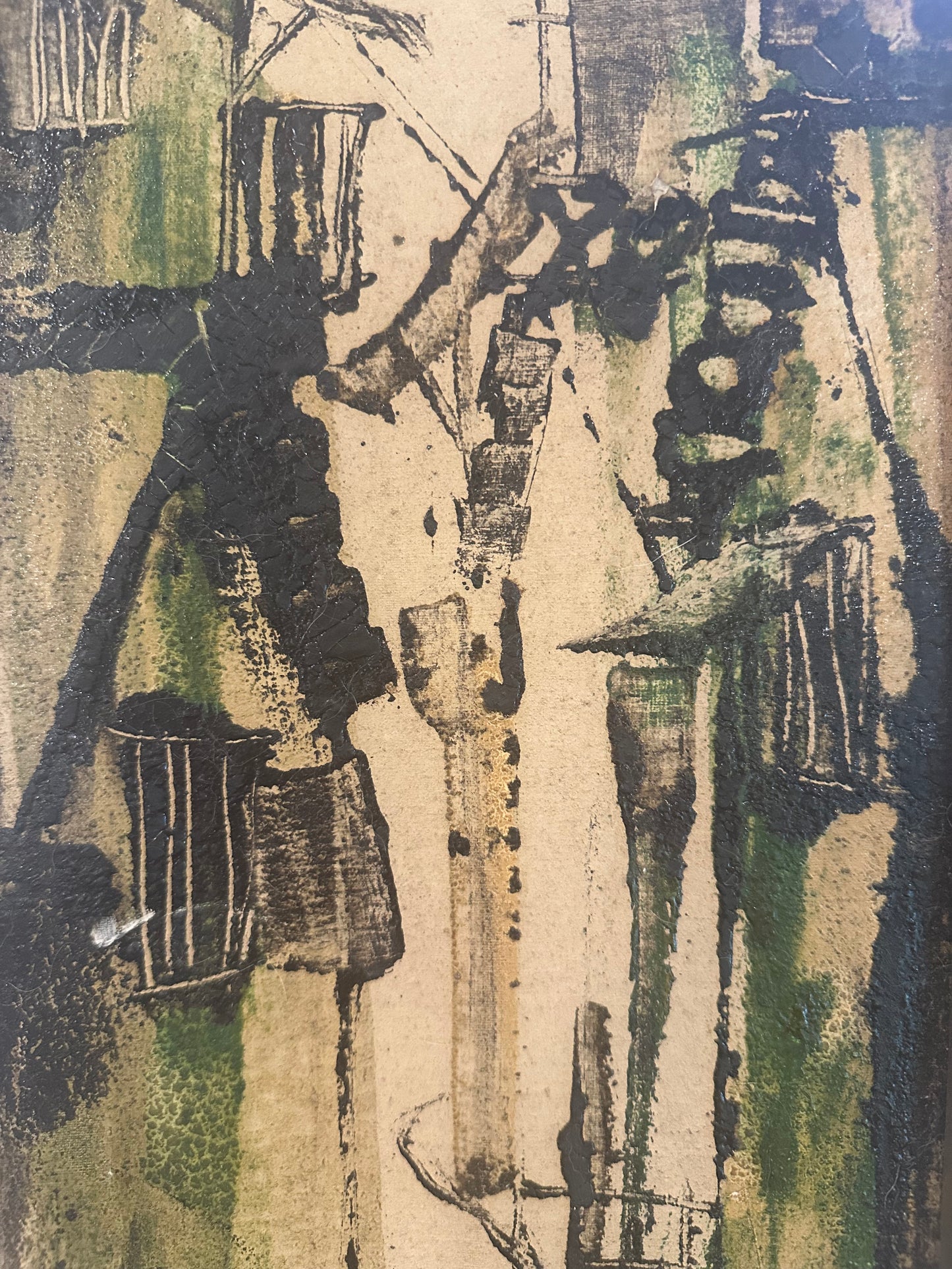 Vintage Oil Street Scene Painting in Vietnam