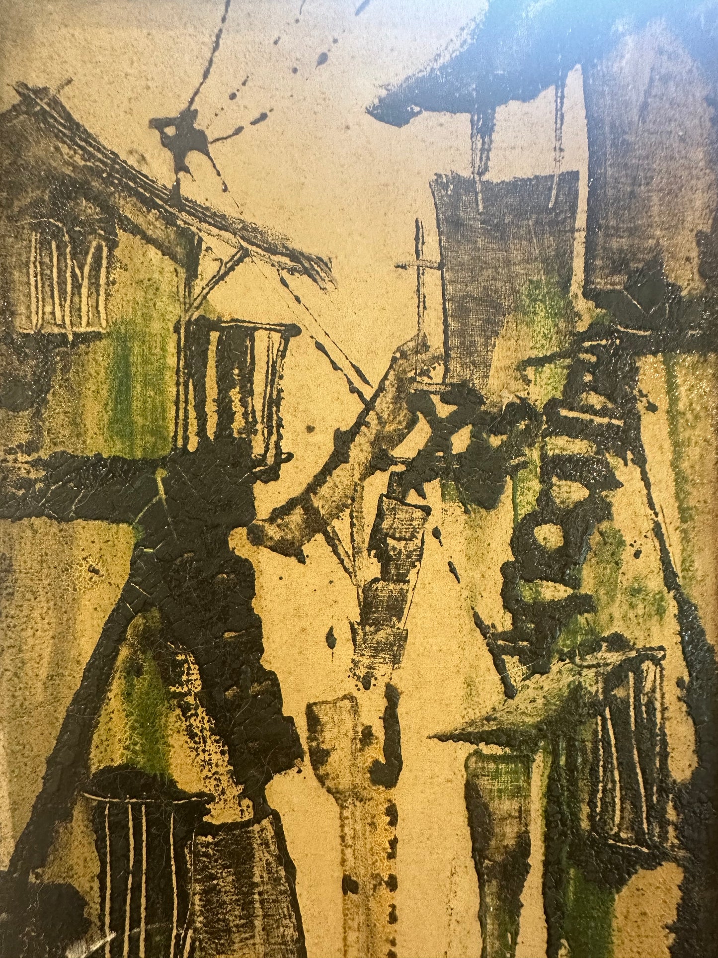 Vintage Oil Street Scene Painting in Vietnam