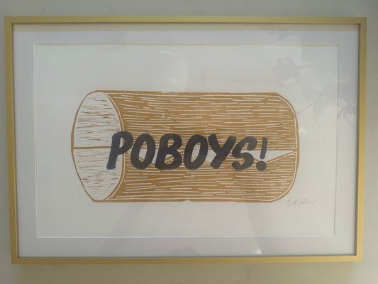 Po-Boy Linocut Signed Block Print by Anthony DelRosario
