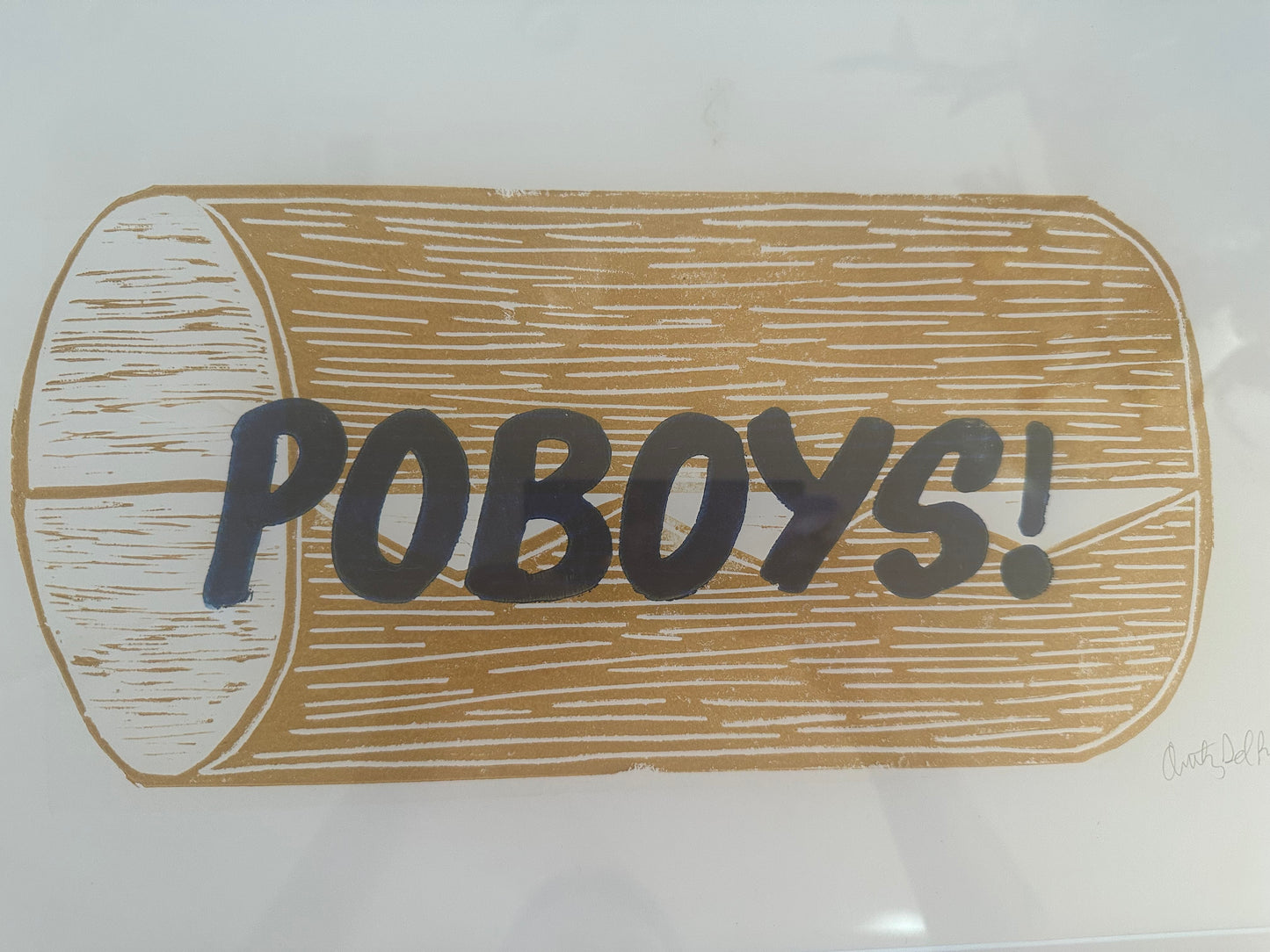Po-Boy Linocut Signed Block Print by Anthony DelRosario