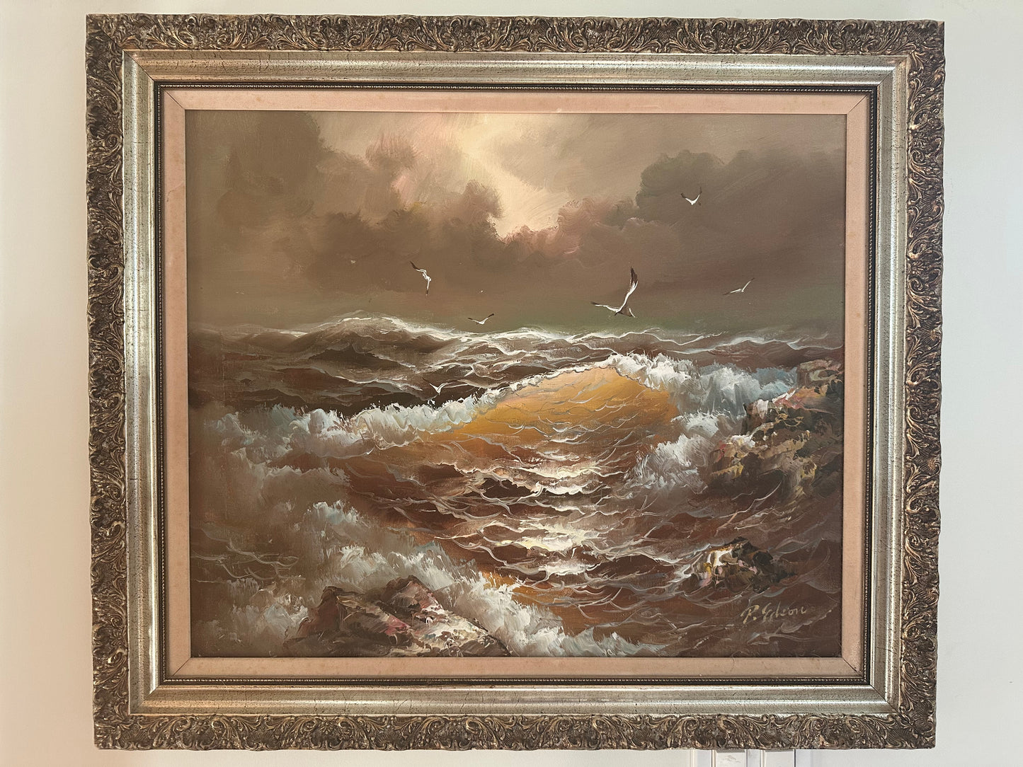 Ocean Scene Original Oil Painting by P. Edson