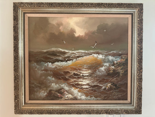 Ocean Scene Original Oil Painting by P. Edson