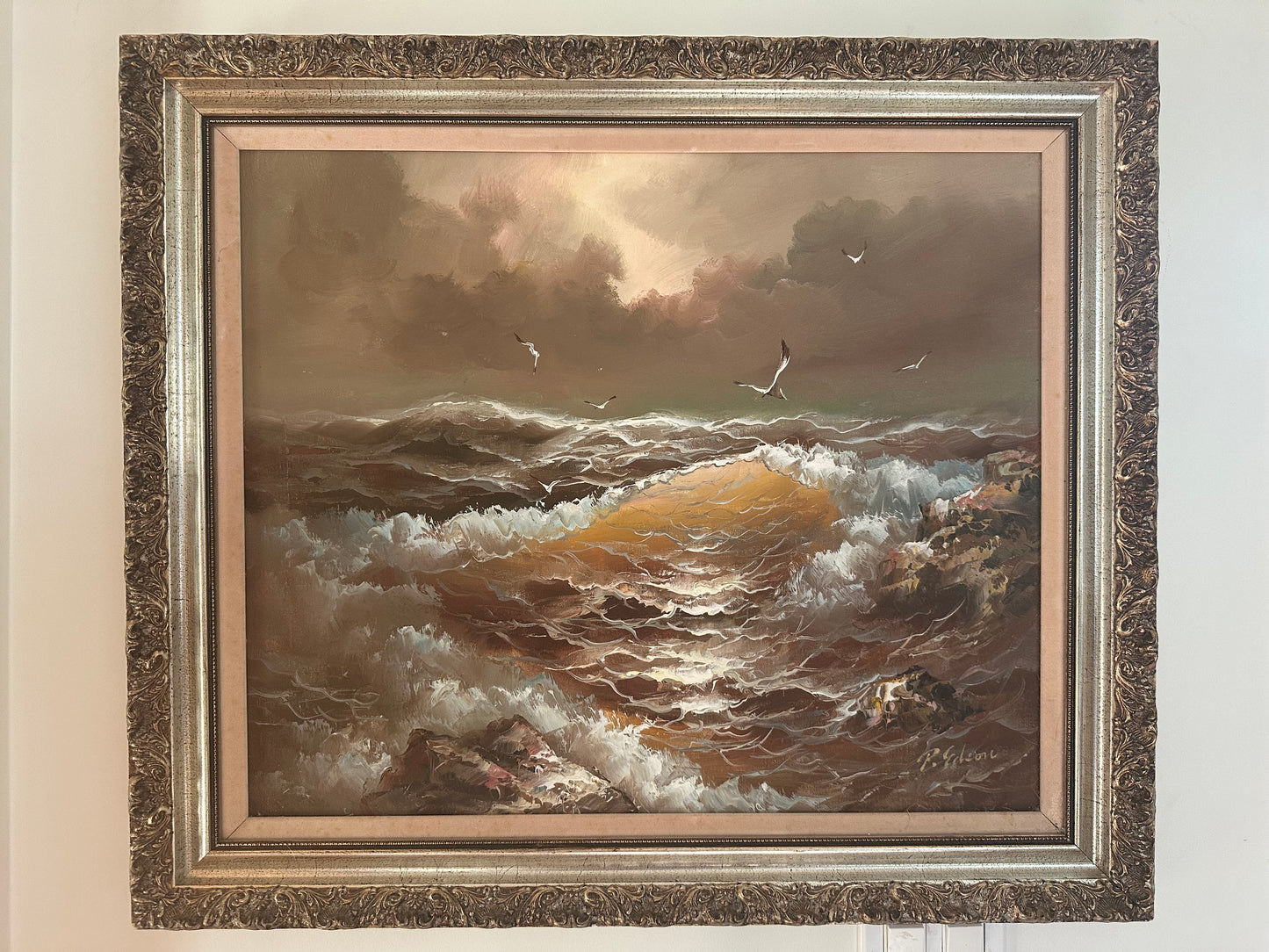 Ocean Scene Original Oil Painting by P. Edson