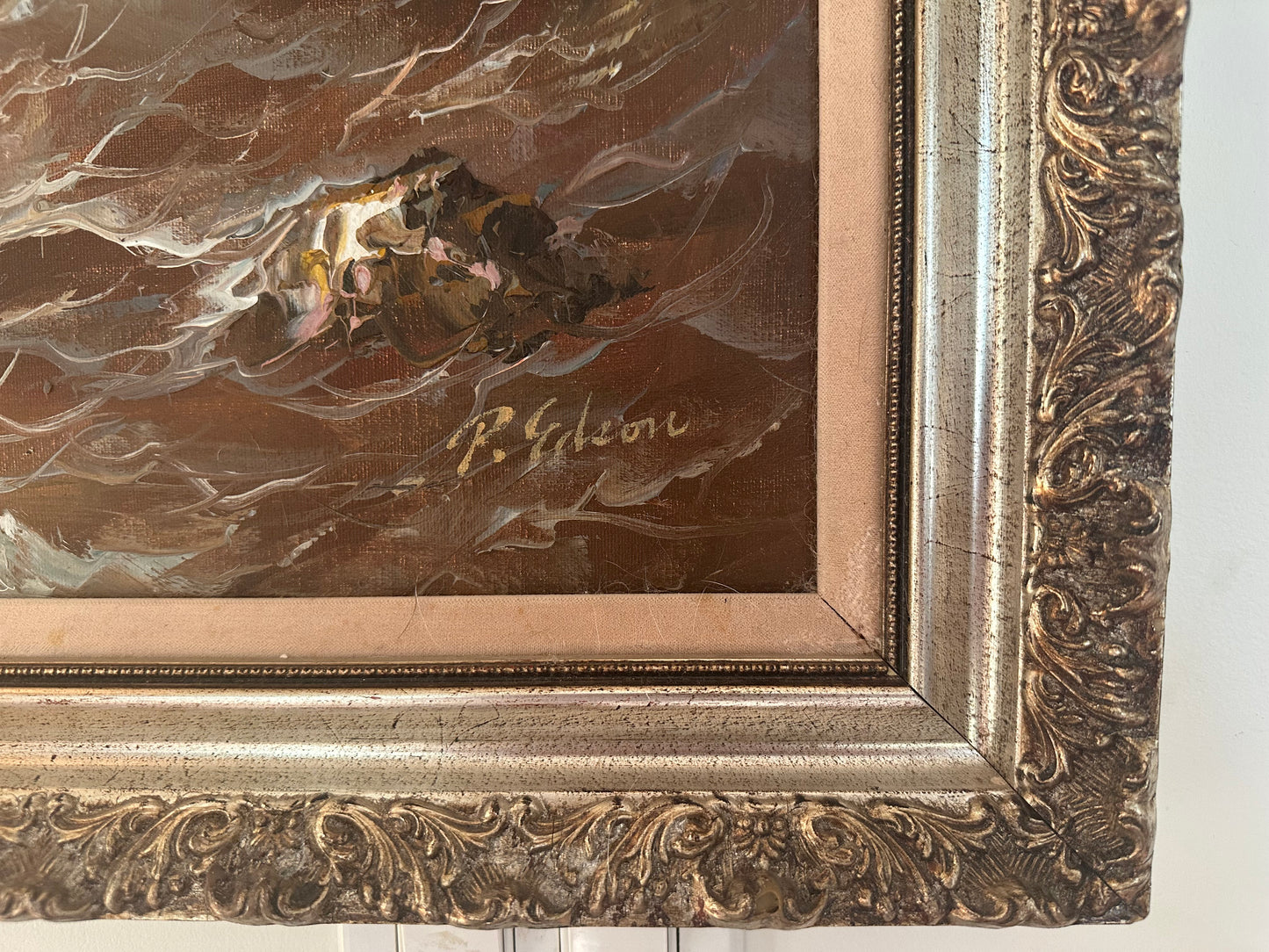 Ocean Scene Original Oil Painting by P. Edson