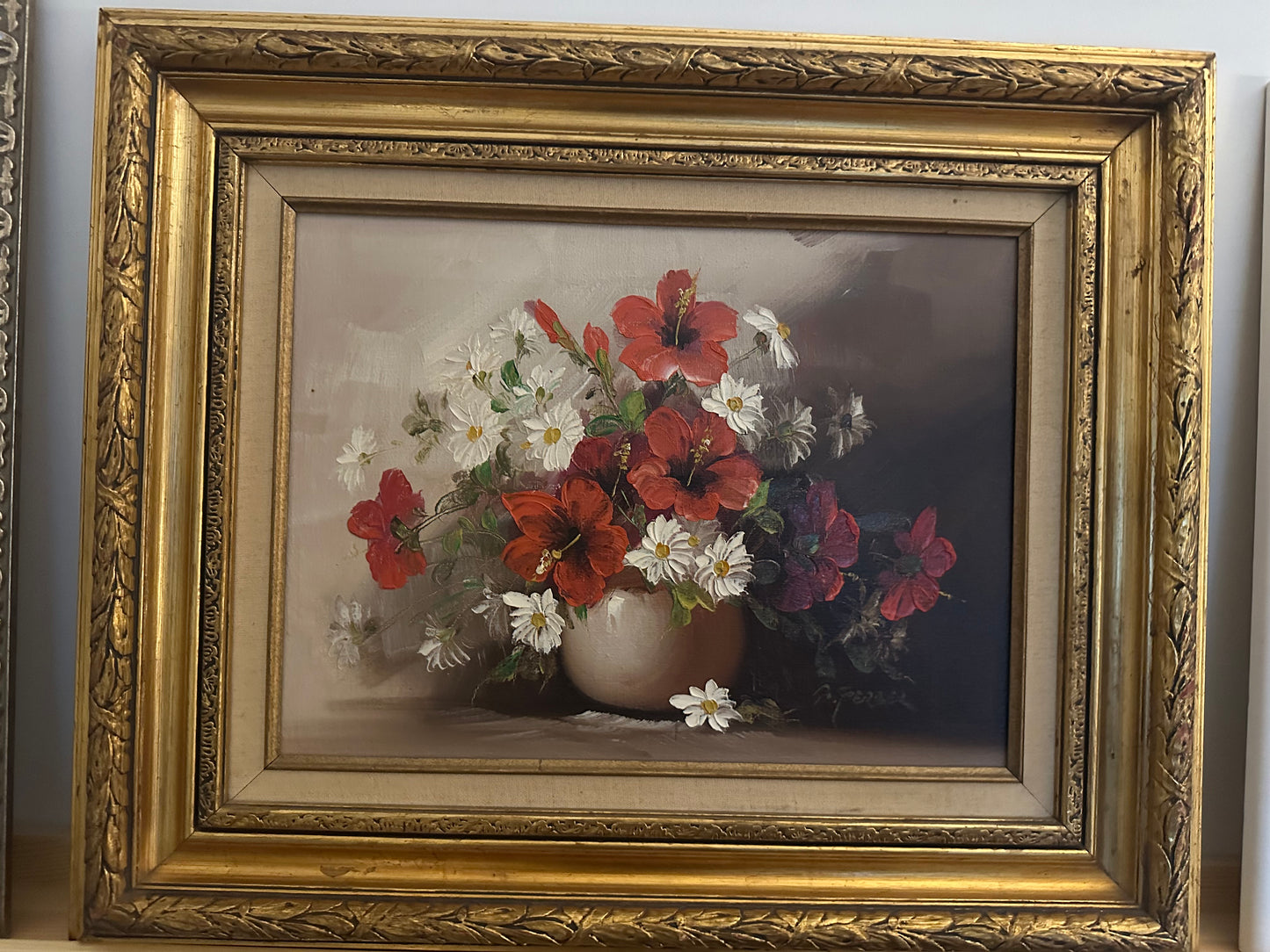 Vintage Red and White Florals by B. Ferber