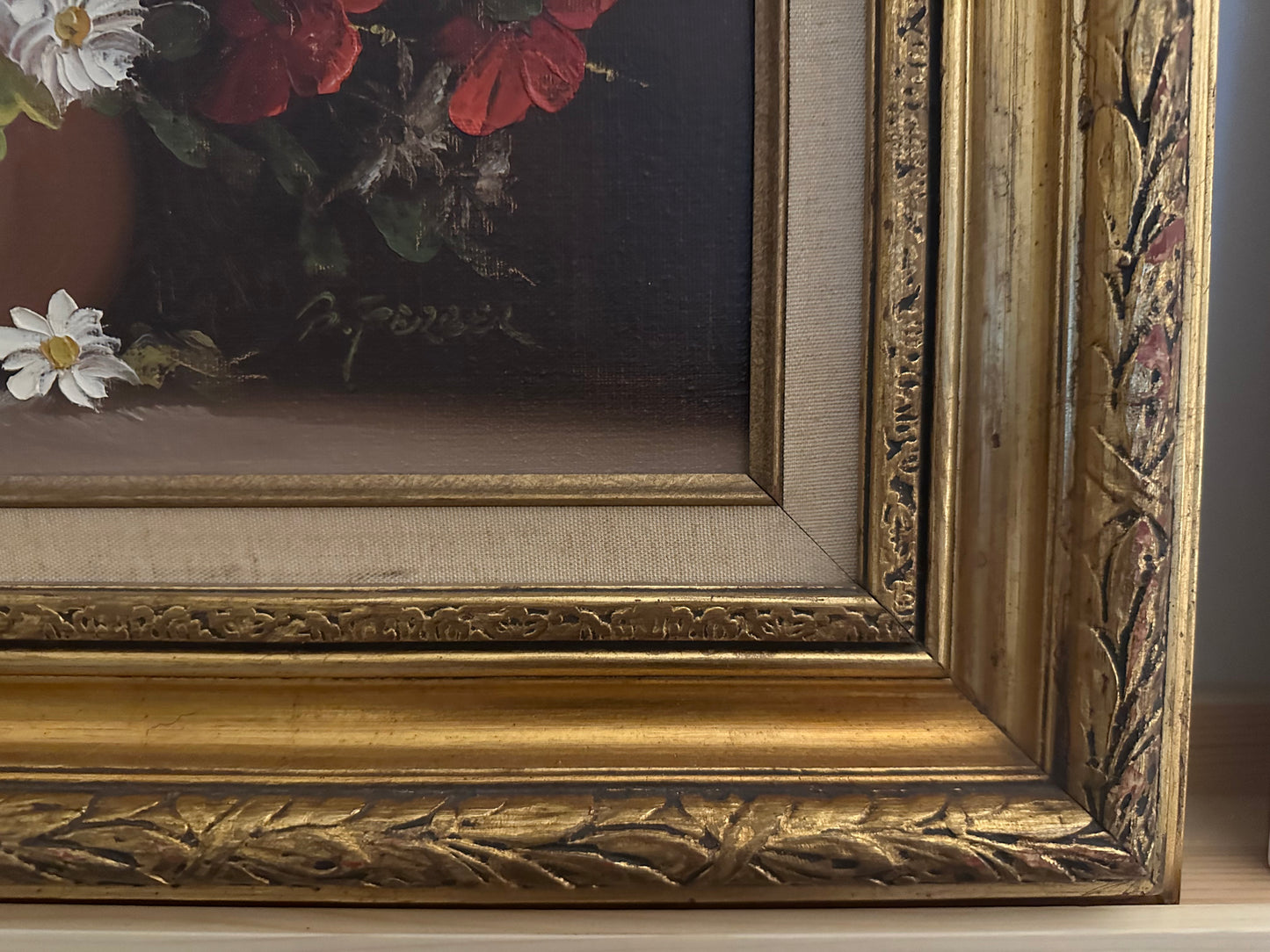 Vintage Red and White Florals by B. Ferber