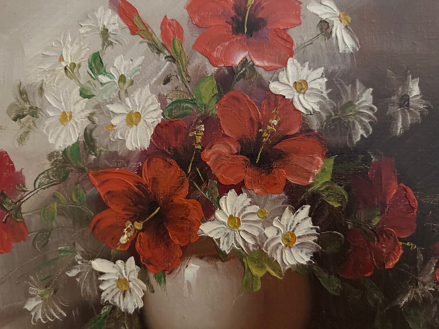 Vintage Red and White Florals by B. Ferber