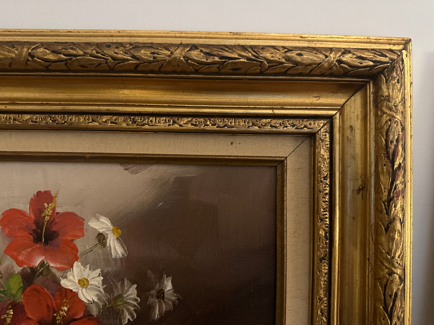 Vintage Red and White Florals by B. Ferber