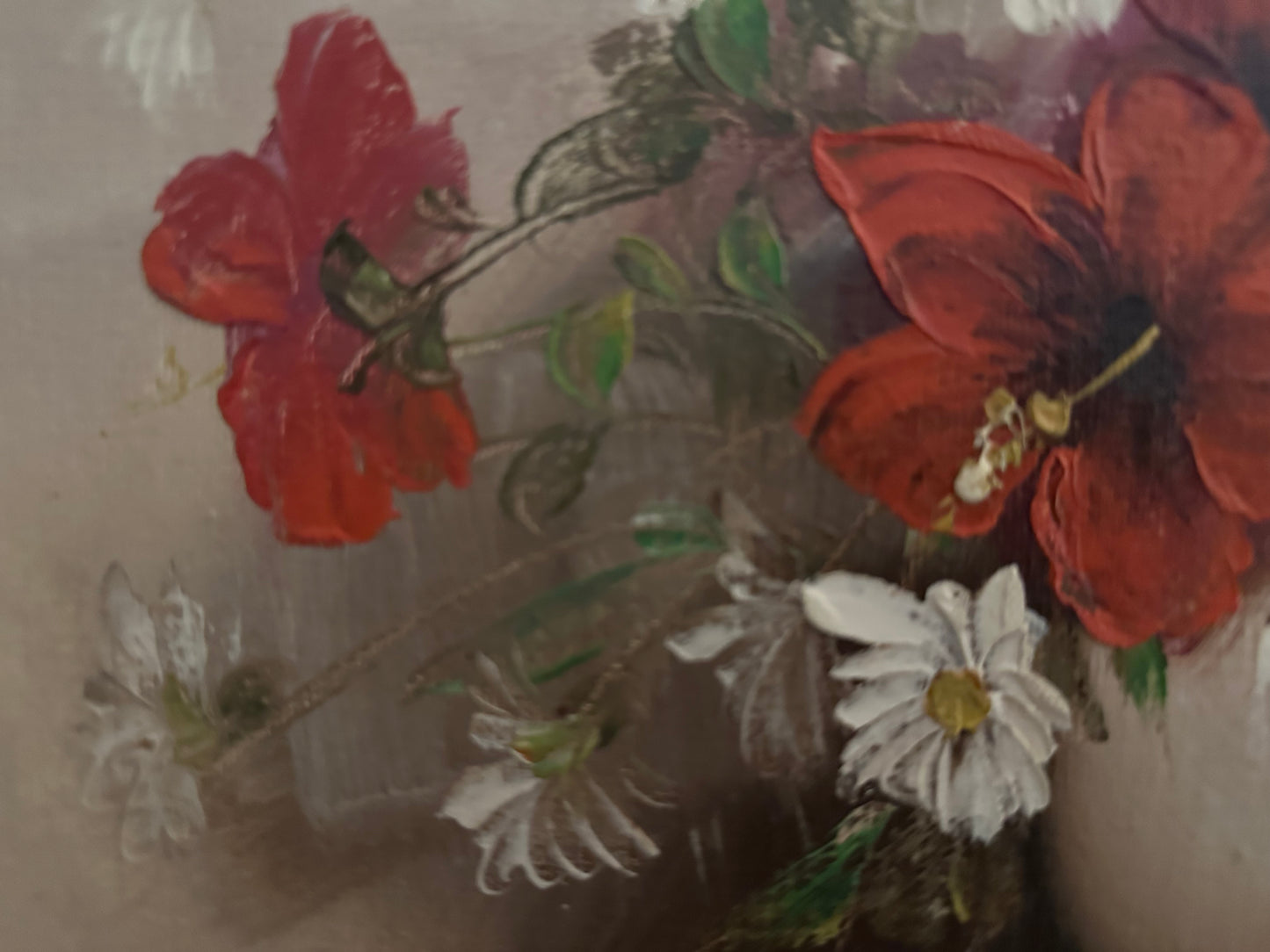 Vintage Red and White Florals by B. Ferber