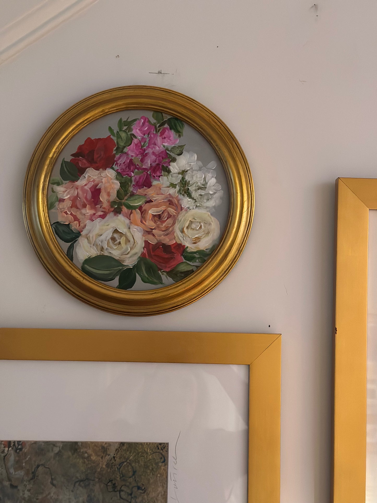 Round Floral Acrylic Painting by Breanna Rothwell