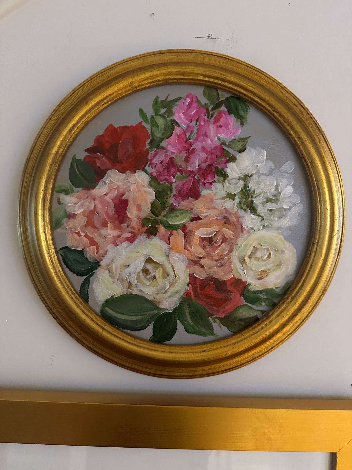Round Floral Acrylic Painting by Breanna Rothwell