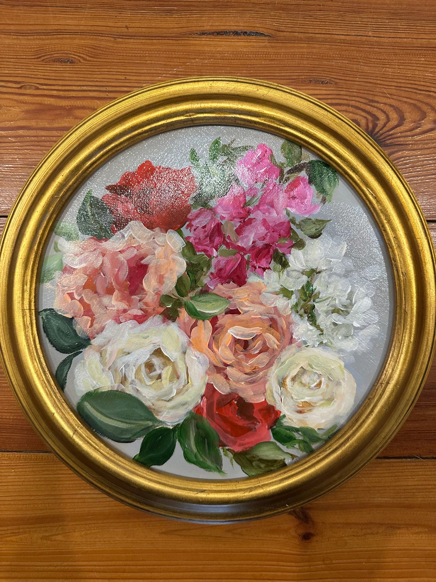 Round Floral Acrylic Painting by Breanna Rothwell