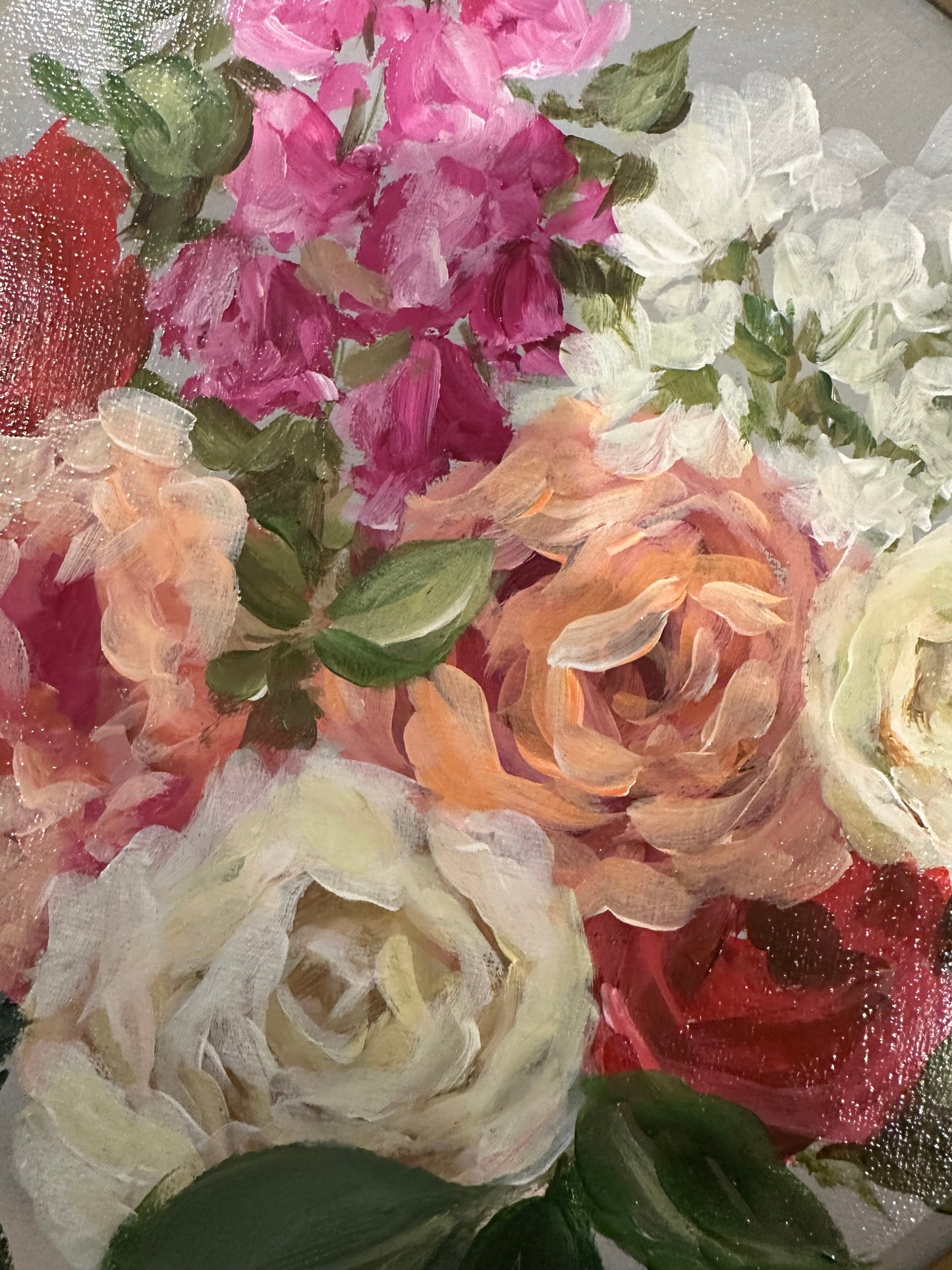 Round Floral Acrylic Painting by Breanna Rothwell