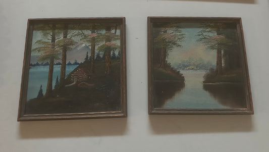 Vintage Woodland Duo Oil Painting Set,