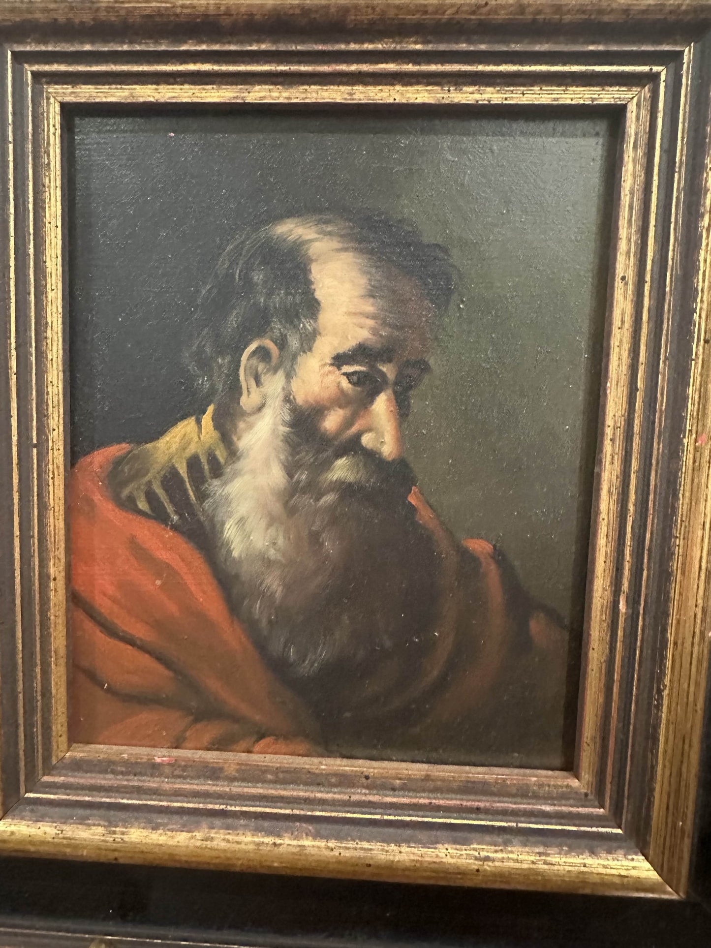 Set of 3 antique oil on board portraits of elderly men by Arnau