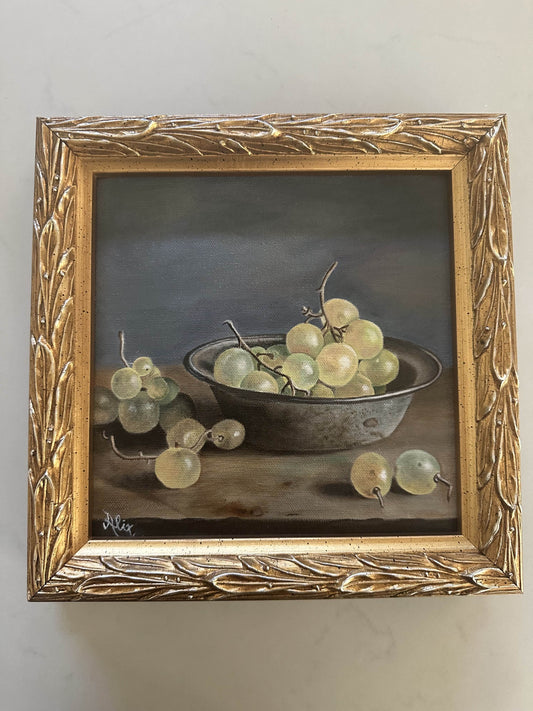 Grapes in a Bowl Still Life by Alix Graffagnino (1948-2025)